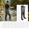 GOTURE Breathable Waterproof Waders, Waist-High, 5-Layer Nylon Fabric, Durable Foot, Includes Net Holder Belt, for Wading and Stream Fishing, Unisex,