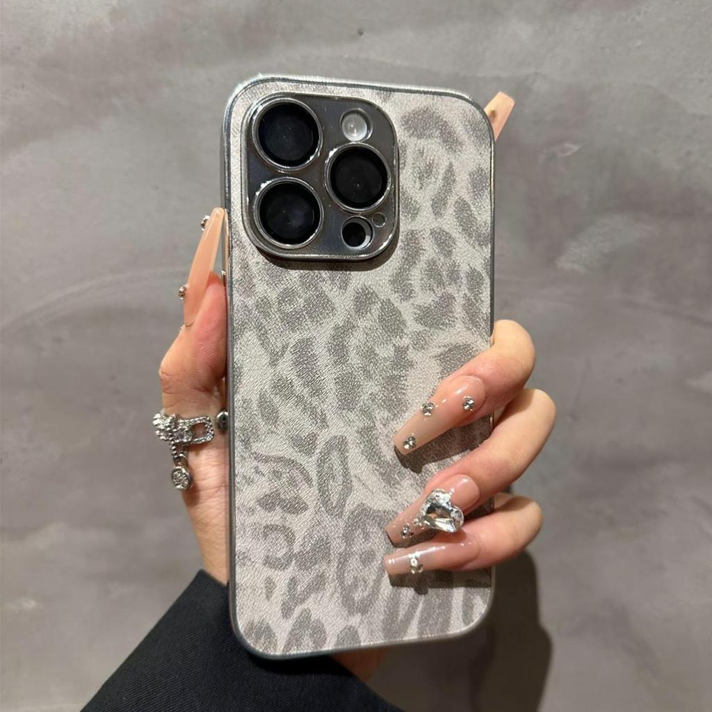 Luxurious Leopard Print Leather Phone Case for iPhone 16, Full Coverage Protection for iPhone 13/14