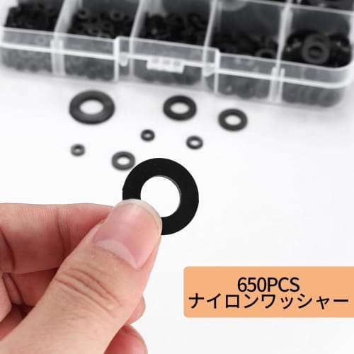 500-Piece Pack of Nylon Flat Washers, M2-M10 (M2, M2.5, M3, M4, M5, M6, M8, M10), Spacers, Flat Washers, Insulated Nylon, Anti-Level Washers, Convenie