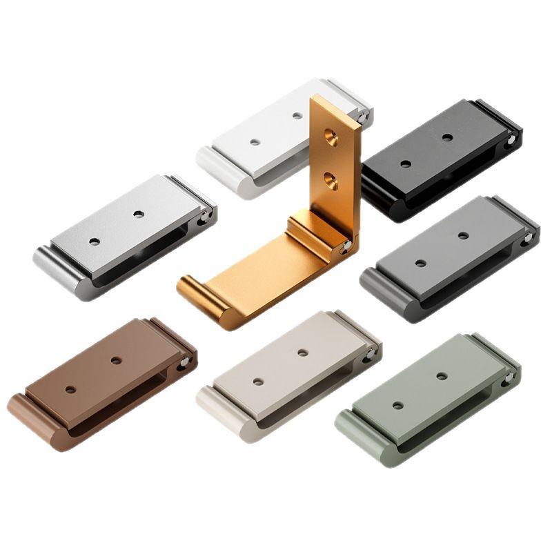 Black Aluminum Alloy Folding Wall-Mounted Coat Hook - Punch-Free, Solid Single Hook