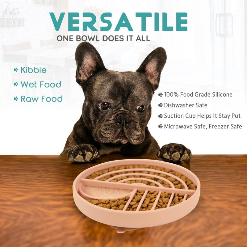 Dog Cat Pet Slow Food Bowl Cat Anti-Knockover Anti-Slip Food Bowl Puppy Anti-Choking Silicone Feeder Toy Food Plate Pet Supplies