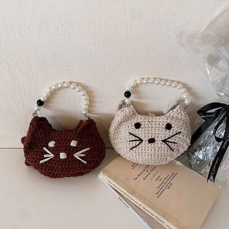 Cute Cartoon Cat Cotton And Linen Handbag For Children Ideal For Daily Use Fashion Accessory