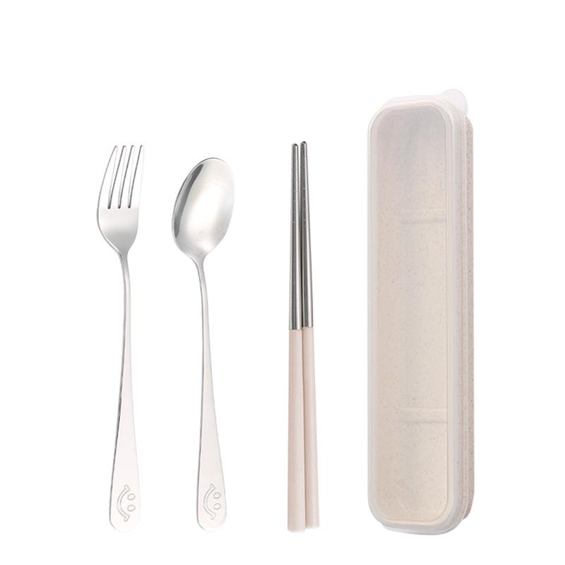 Stainless Steel Travel Cutlery Set: Fork, Spoon, Chopsticks with Portable Storage Box