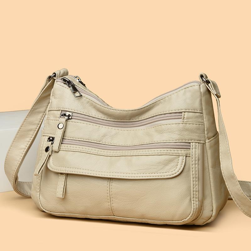 Washed Leather Women's Single-shoulder Bag Fashionable Single-shoulder Bag Women's Soft Leather Crossbody Bag