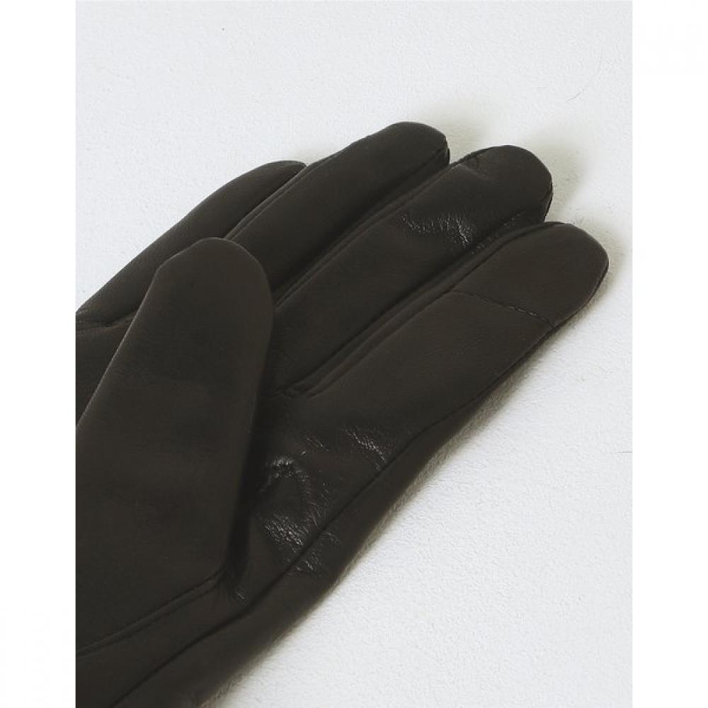 Daks Black Lambskin Rex Fur Trim Touchscreen Gloves