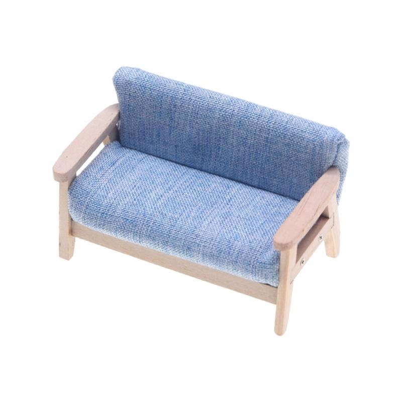 Dollhouses Loveseat Single Sofa Couch Handcrafted Miniature Decors For DIY Toy House Accessories