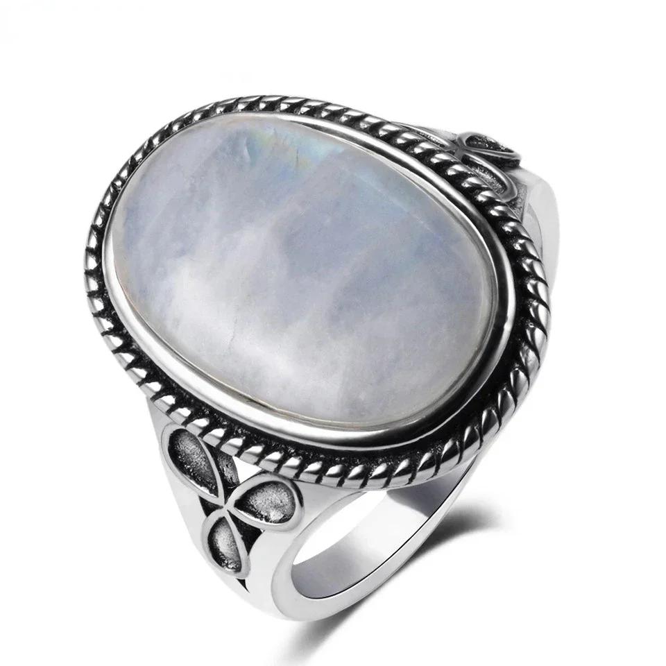 Oval Große Natürliche Tigerauge Ringe S Silber für Damen Vintage Verlobung Hochzeit Jahrestag Geschenk