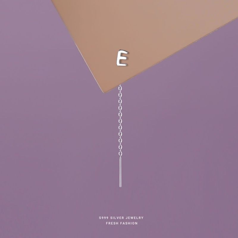 

Серьги-подвески из стерлингового серебра S999, из чистого серебра, глянцевые, 26 букв, ins, простые, с индивидуальностью, серьги для ухода за ушами, серьги-пусеты, сделай сам Silver/letter E/s999 silver [single]]