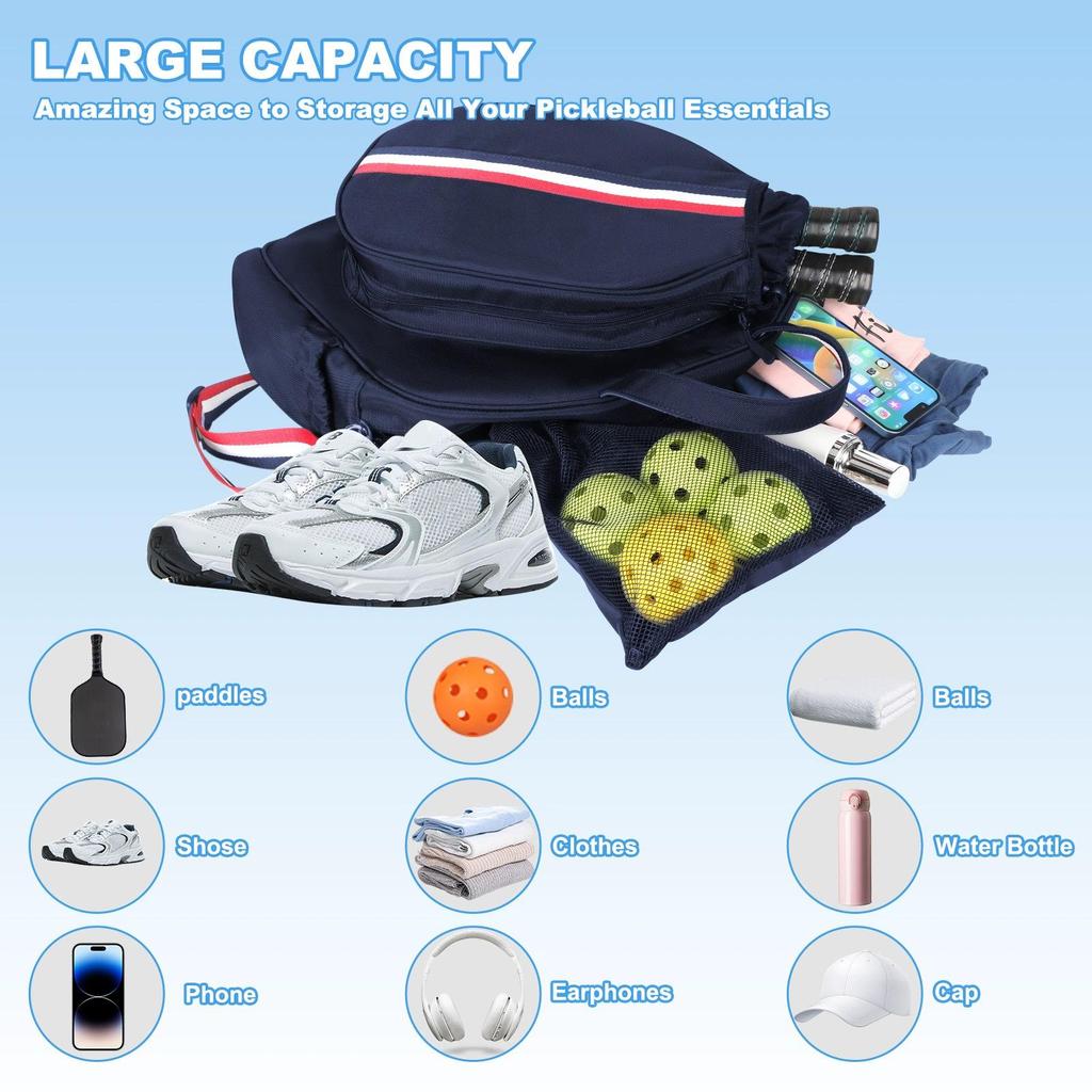 Crossbody Waterproof Ping Pong and Pickleball Paddle Bag for Men and Women