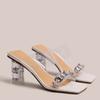 2025 Summer New Crystal Transparent Flip-Flops Diamond Slippers Women Wear Thick Fashion High Heels