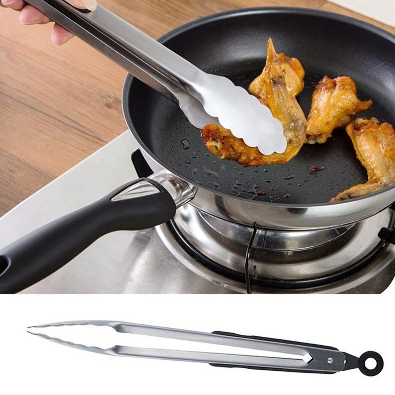 New 1Pcs Kitchen Tongs 25cm Stainless Steel Locking Kitchen Tongs