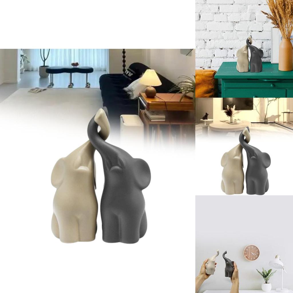 Elephants Handcrafted Ceramic Animal Sculpture With Creative Artistry For Party Decor