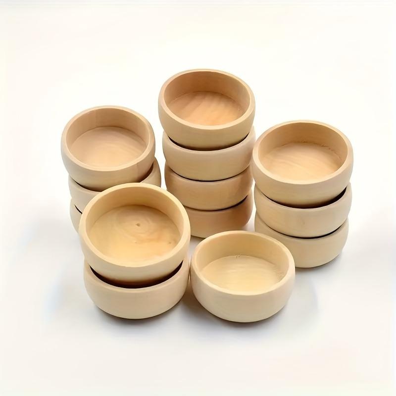 50/100pcs Handmade Wooden Decorative Beads Mini Natural Primary Color Small Wooden Bowl DIY Paint Decor Kitchen Decorative Beads