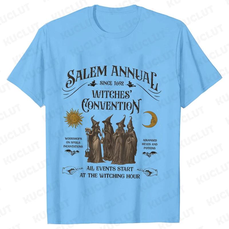 Salem Witch TShirts for Women Vintage Funny Halloween T Shirts Short Sleeve Loose Trendy Spooky Season Graphic Tees Retro Tops