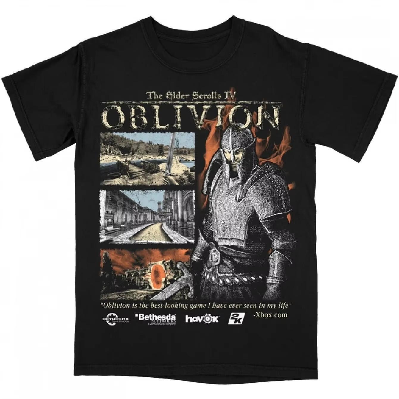 The Elder Scrolls IV Oblivion Officially Inspired Graphic TShirt Knight Flames Design Unisexs Clothing Women 2026 Summer T Shirt S