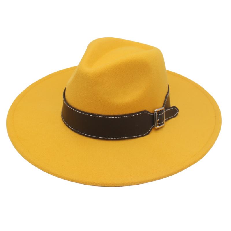 New Black Belt, Large Brim, High-End Clothing With Wholesale Men'S And Women'S Felt Woolen Top Hats