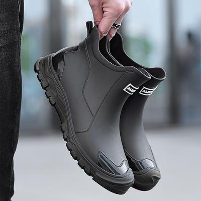 Scarpe da Pioggia Impermeabili Transfrontaliere da Uomo Calzini Corti alla Moda Gomma Spessa Calda Lavoro Antiscivolo Pesca Cucina Stivali da Pioggia
