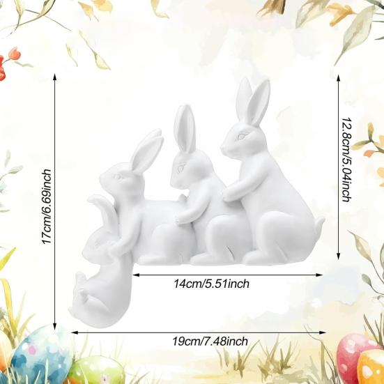 Easter White Bunny Figurine Resin Hugging Rabbit Statue Spring Easter Holiday Party Animal Desktop Decoration Ornament
