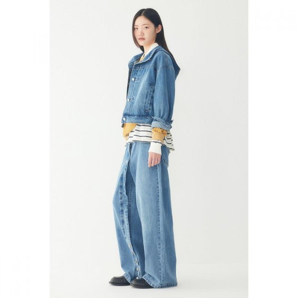 STUDIO TOMBOY Button Detail Denim Hoodie Jumper 9106313001