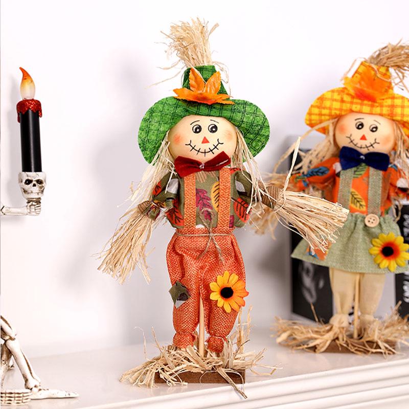 Halloween Pumpkin Witch Scarecrow Ornaments for Haunted House, Shop Window, Bar Scene Decoration