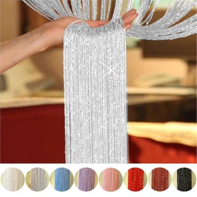 1x2m Glitter String Cheap Door Curtain Beads Room Dividers Beaded Fringe Polyester Fabric Window Panel 1 Piece