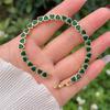 18K Gold Plated Copper Heart Zircon Bracelet Multicolor Tennis Chain Clean Setting for Boutique  Custom Jewelry Supply