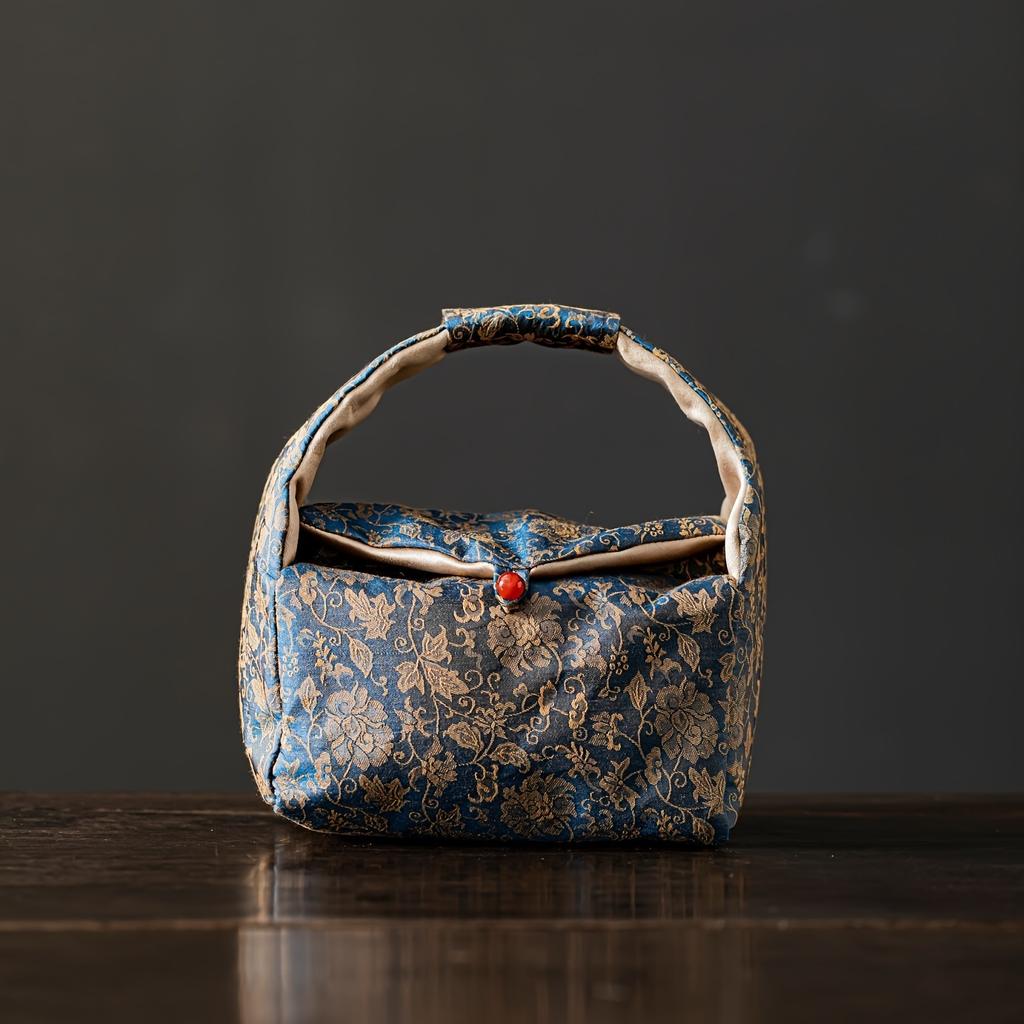 Tea Set Storage Bag Satin Brocade Handbag Zen Classical High-end Party Business Gift Packaging