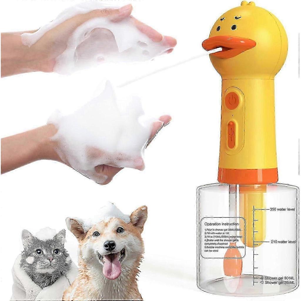 Electric Dog Shampoo Dispenser, Foaming Soap Sprayer for Pets, 350ml Duck Shampoo Foamer for Bath & Kitchen Sink Cleaning