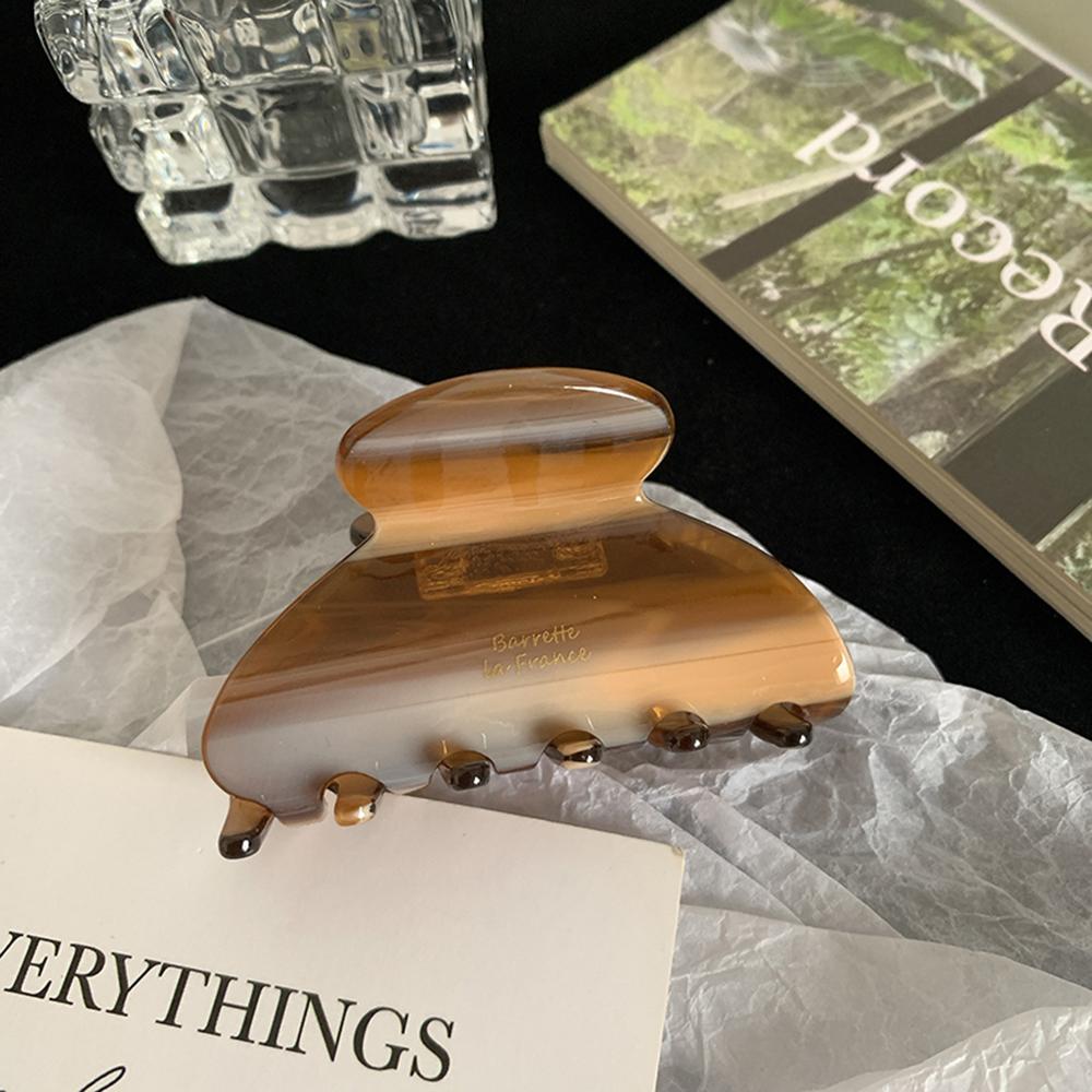 Korean Retro 6.6cm Oval Milky Coffee Brown Half Hair Clip Hair Accessories Simple Acetic Acid Shark Clip For Woman Girls
