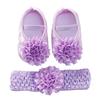 Newborn Baby Shoes Girls Flower Shoes Toddler Prewalker Cute Baby Soft Shoes For 0-12M Children With Hair Band