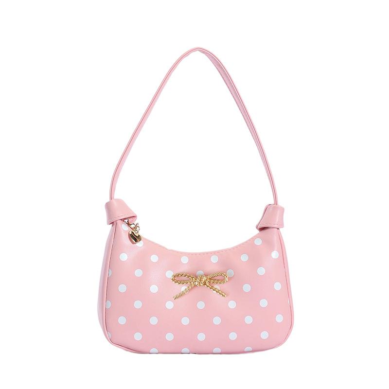 Girls' Underarm Bag - Knitted Bow Embroidered Children's Handbag - Coin and Accessory Bag