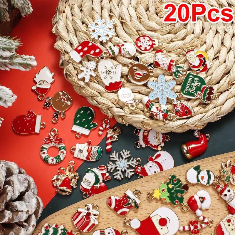 20PCS Accessories Bracelet Ornament Keychain Pendant Gift DIY Multi-element Christmas Creativity Alloy