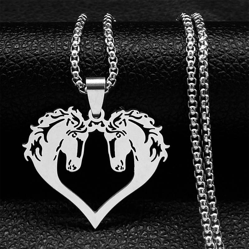 Horse Head Pendant Necklace for Women/Men Stainless Steel Animal Horse Accessories Chain Necklaces Jewelry colar masculino N2026