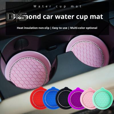 2Pcs Car Coasters Wear Resistant Universal Fit Scratch Prevention Heat-Insulated Non-Slip Cup Holder Mats Silicone Cup Holder Insert