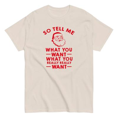 So Tell Me Santa Claus Funny Print TShirt Oversized Unisex Short Sleeve Vintage Style Top Christmas Sweater Y2k Top