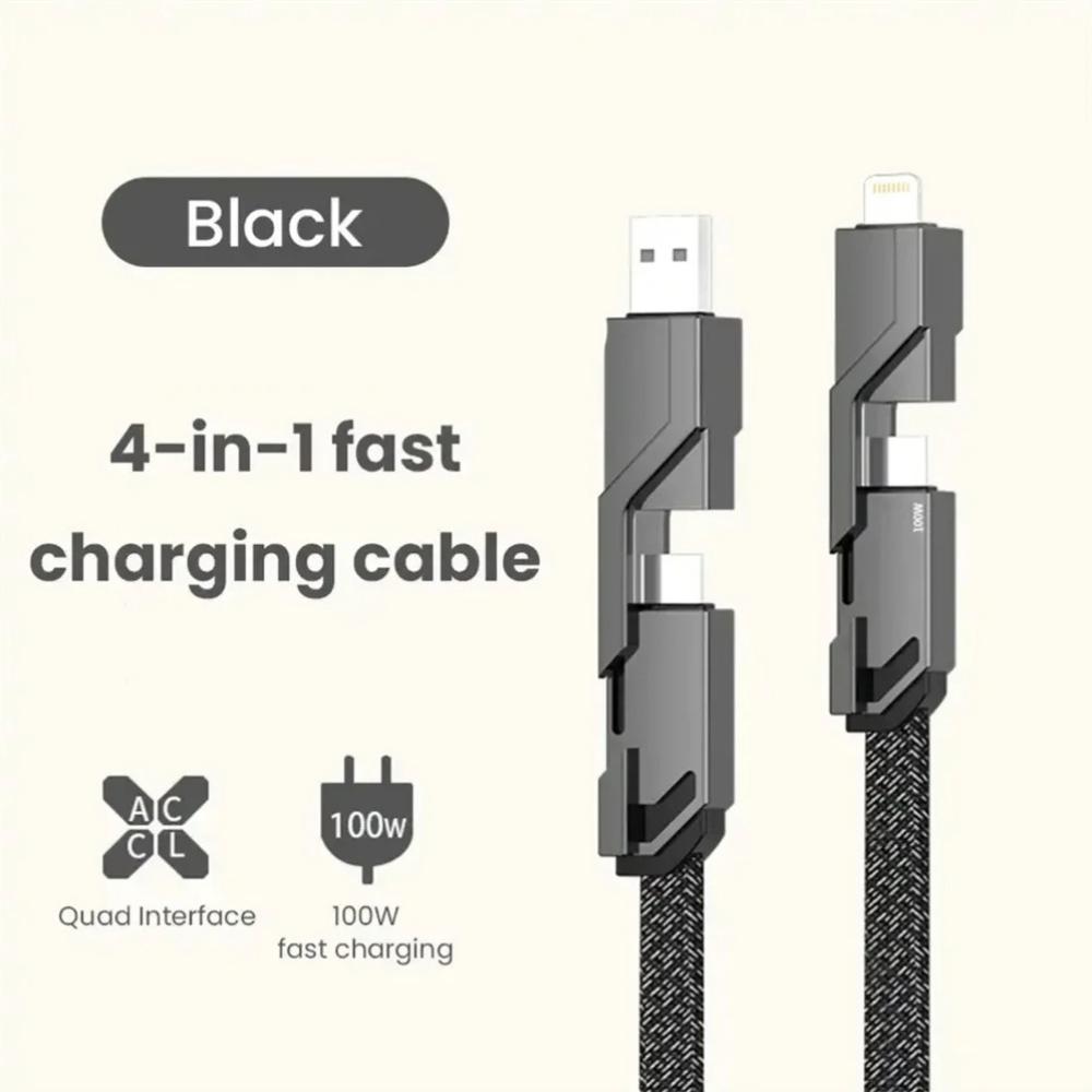 100W 4 In 1 Fast Charging Mobile Phone Cable USB Type C Cable for iPhone 15 14 Xiaomi Huawei Mate 40 Universal
