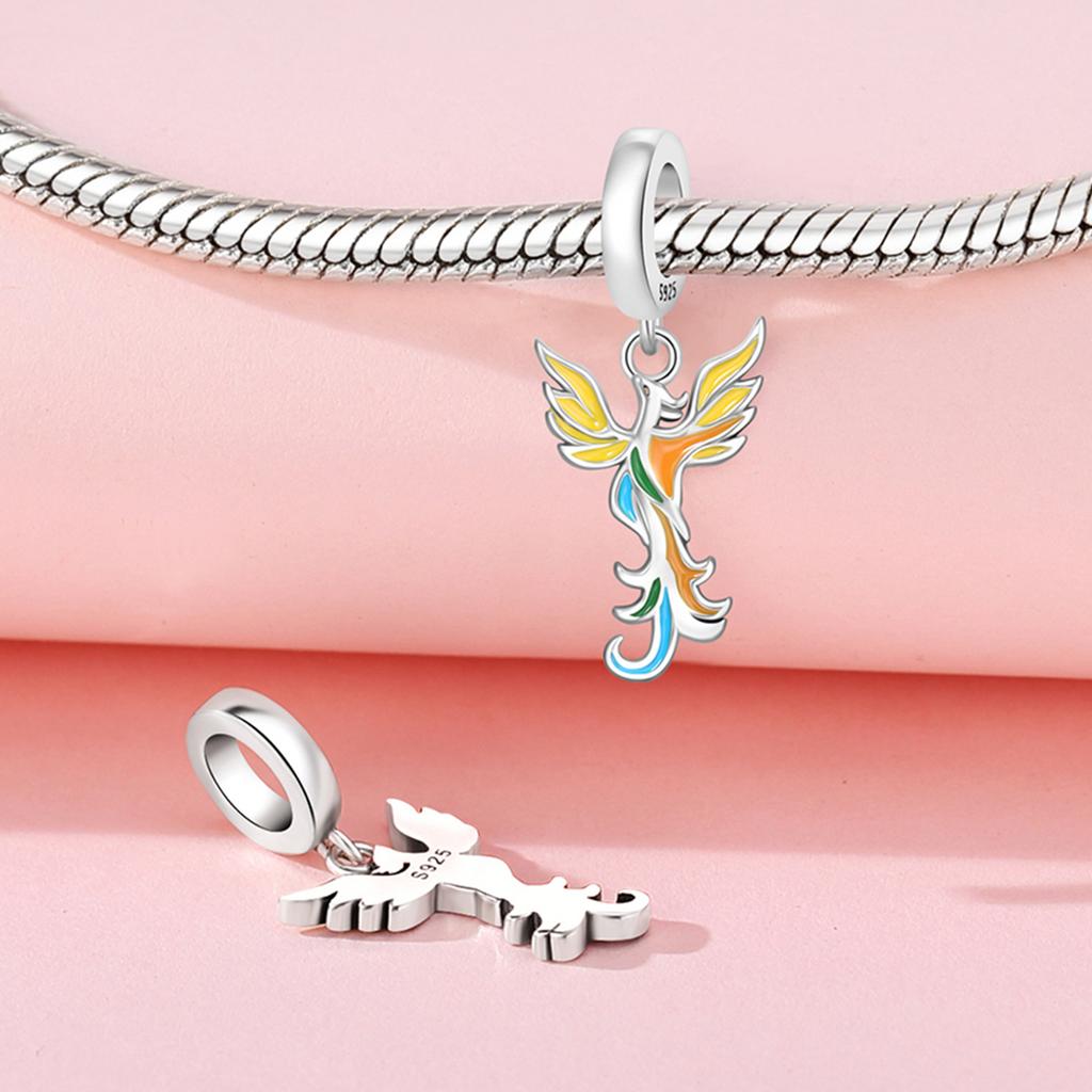Bead Charms Copper Charm Bead Charms Authentic Colorful Phoenix Pendant Bead Charms Compatible With Bracelets Jewellery Diy Women Fine Gift Accessory