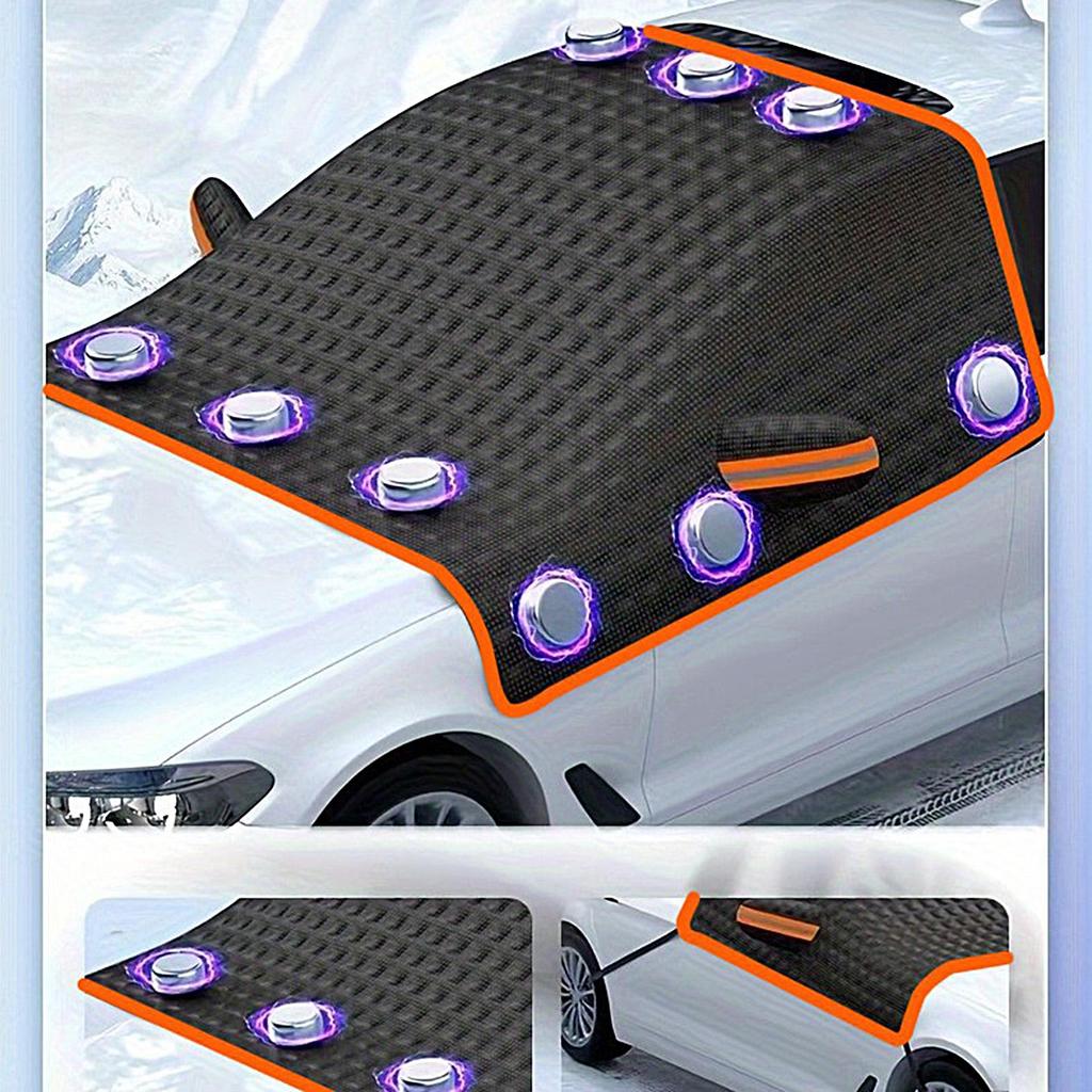 Magnetic Snow Cover for Windshield - Oxford Cloth Windproof Car Snow Guard with Straps, All Weather Protection for Automotive