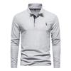 Trend Hub New Men's Deer Embroidery Polo Shirts Solid Color Long Sleeve Social Business Male