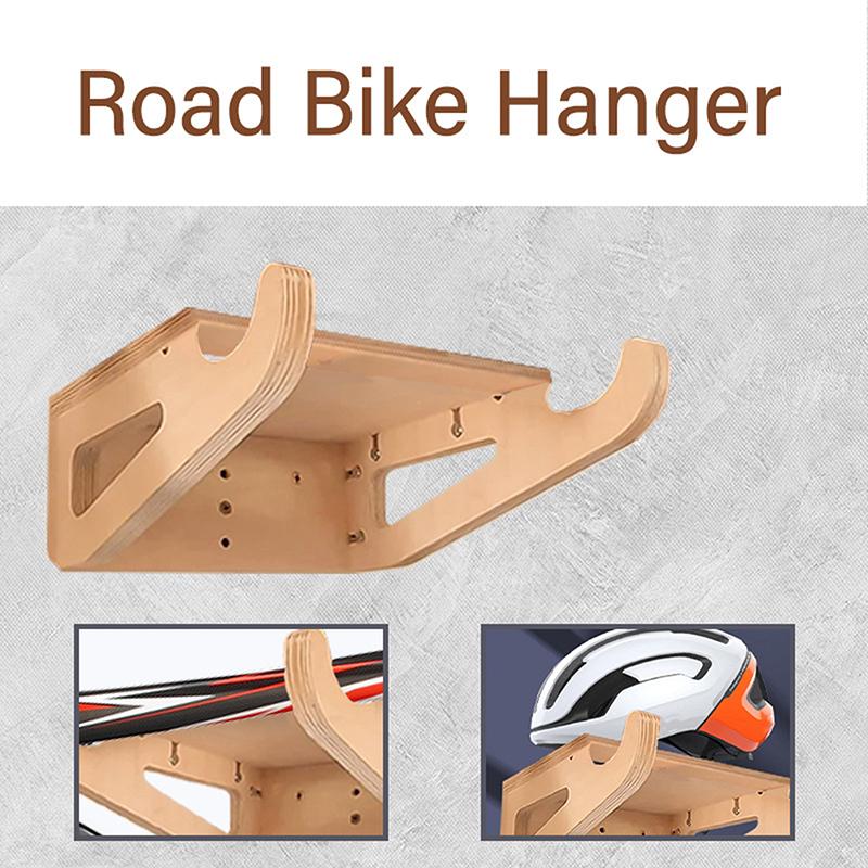 Portabici da Parete per Interni Gancio in Legno per Riporre Biciclette con Ripiano Rimovibile Porta Bici Espositore Organizzatore Salvaspazio