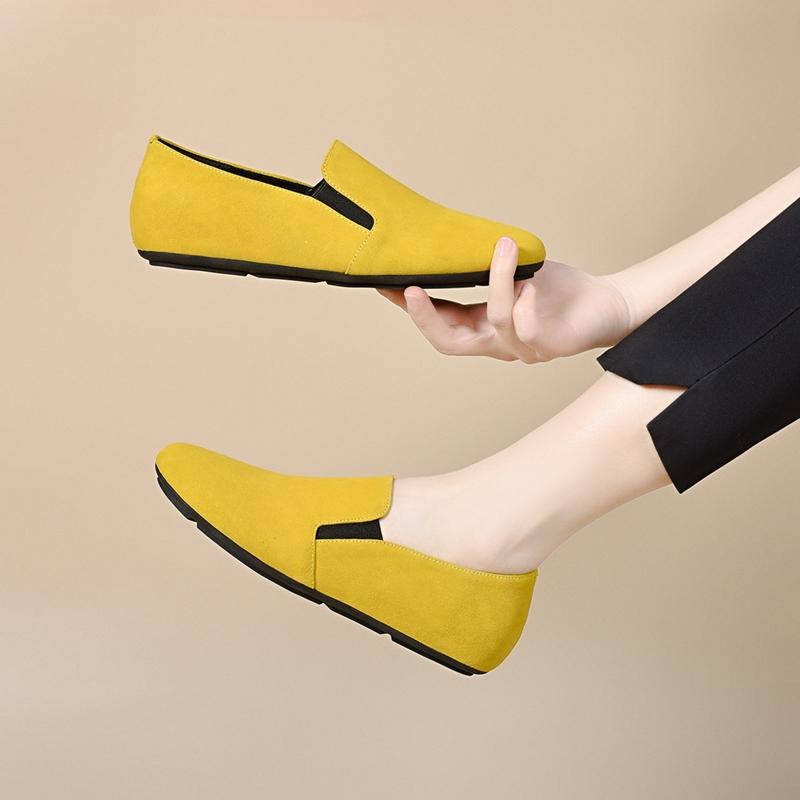 

Модные женские балетки AIYUQI Весна 2025 Новые нескользящие лоферы для женщин Большой размер Балетки Женская обувь 43 жёлтый
