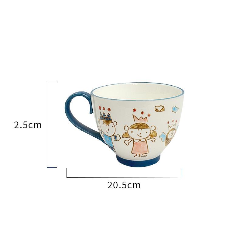 

1 шт. Керамическая миска для овсянки с ручкой, мультяшный рисунок в виде граффити, миска для завтрака, кружка для молока для детей, безопасная для использования в духовке посуда