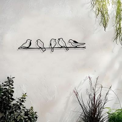 Metal Wall Art Five Birds Sculpture Modern Farmhouse Style Indoor Outdoor Home Decor Gift