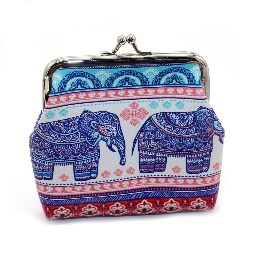 

Ethnic Style Women Mini Wallet Cute Cartoon Elephant PU Leather Mini Coin Purses Clutch Money Bag Hasp Change Pouch Coin Bag