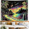 Lifeella Blacklight Landscape Tapestry, Glow in the dark UV Reactive Beach Lake Wall Decor, Aesthetic Palm Tree Art for Bedroom Living Room, 36x48