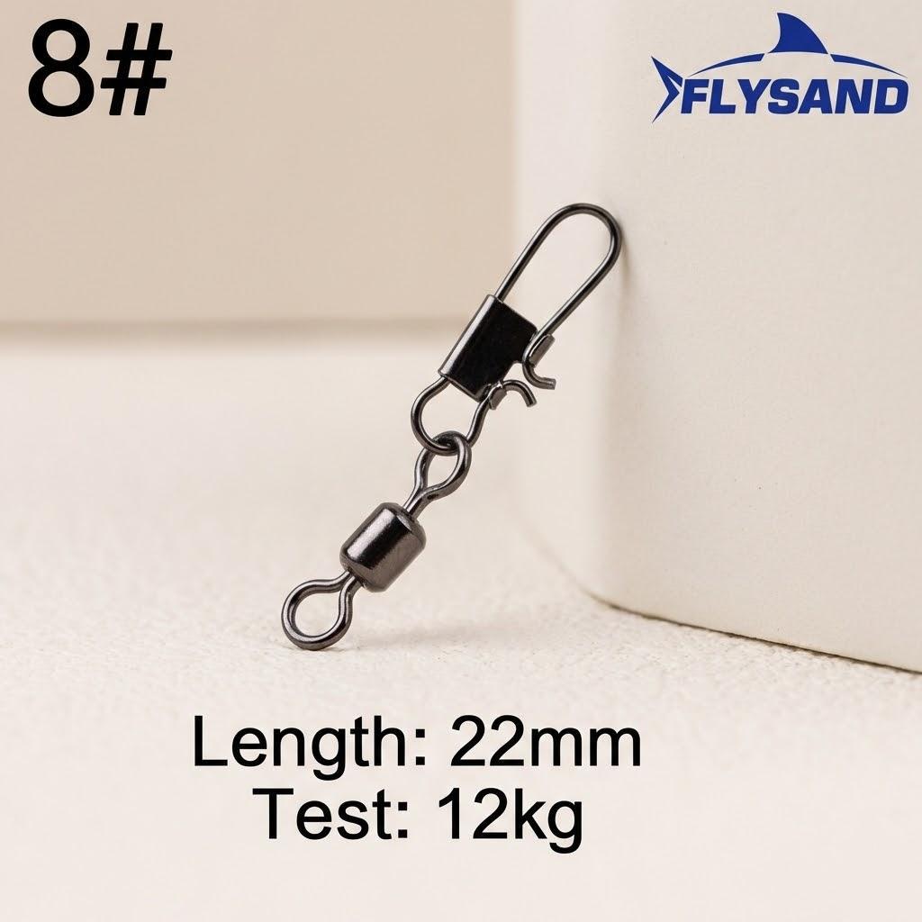 

100PCS Pike Fishing Connector Pin Bearing Rolling Swivel Stainless Steel Snap Hook Lure Swivels Tackle