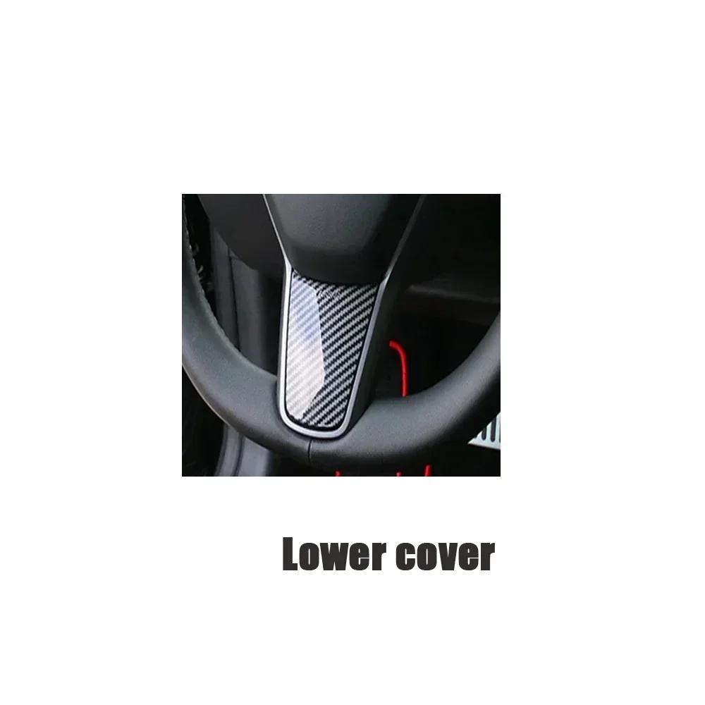 Steering Wheel Trim Cover For Tesla Model 3/Y Interior Accessories Compatible With Tesla Model 3 Model Y Carbon Fiber Pattern