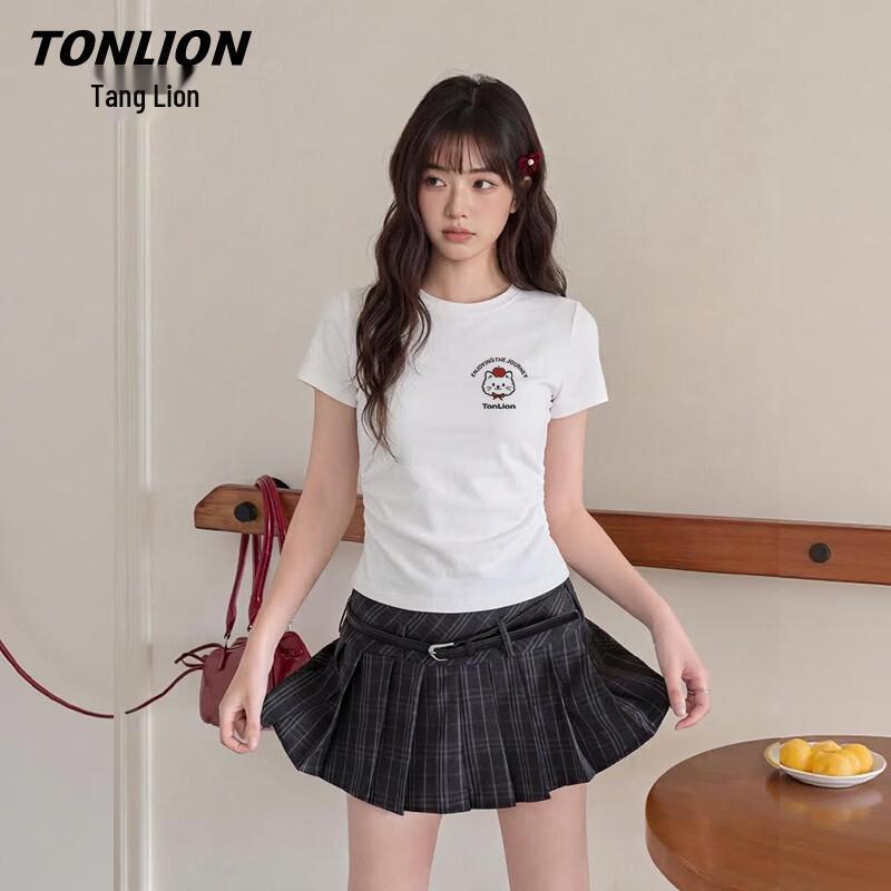 TonLion Women s Pleated Short Sleeve T-Shirt M
