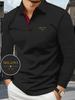 Men's Long Sleeve Casual Summer Printed T-Shirt - Stylish and Versatile Top, Geometric Design, Lightweight Polo Golf Shirt