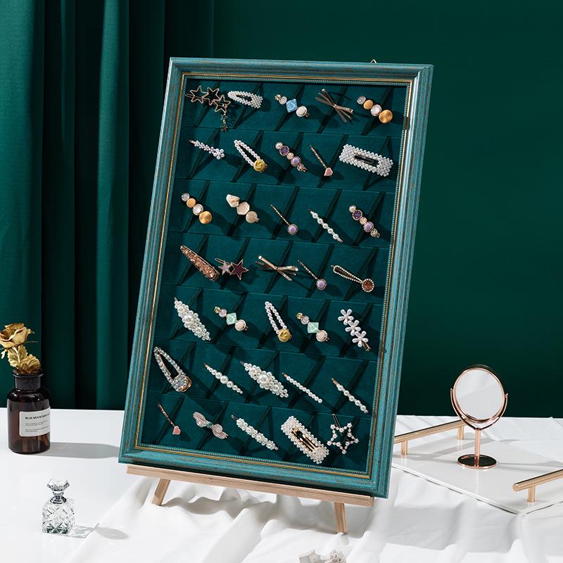 Solid Wood Jewelry & Hair Clip Display: Wall-Mounted Tray & Picture Frame